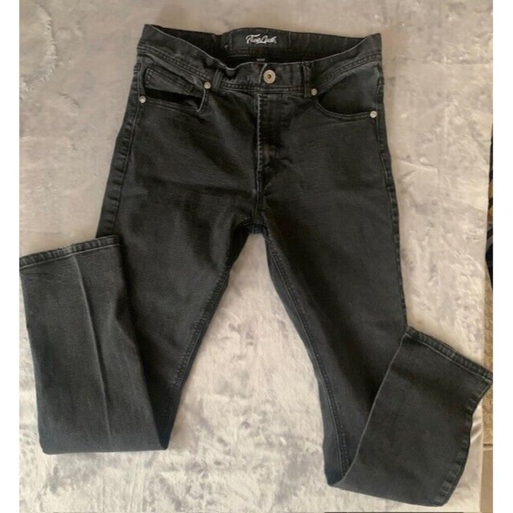 True Luck Mens Black‎ Denim Jeans, size 32x32  Stretch Straight Leg